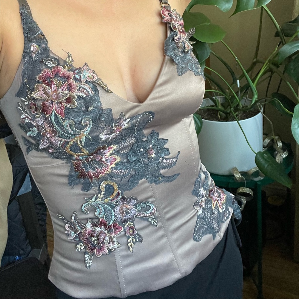 Vintage Embroidered Bustier Corset Top